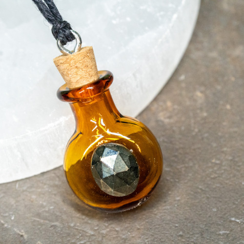 Pyrite Vial Jar Necklace #1