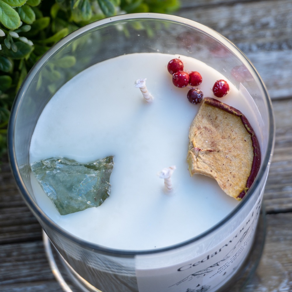 Cedarwood & Patchouli Green Calcite Candle