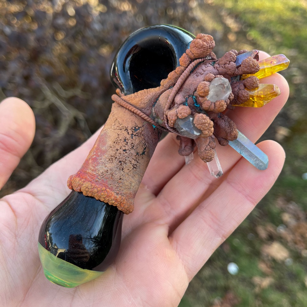 Imperial Topaz and Aura Quartz Smoking Bowl