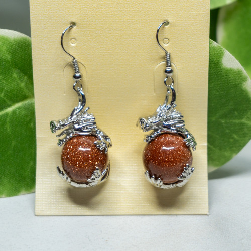 Goldstone Dragon Earrings