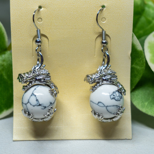 Howlite Dragon Earrings
