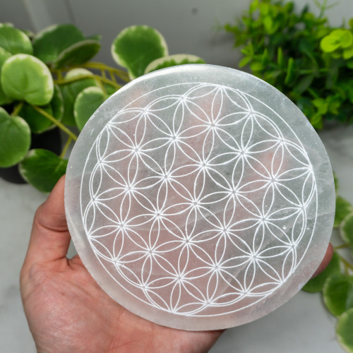 Selenite Flower of Life Plate Large