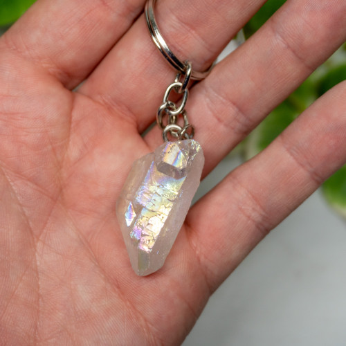 Angel Aura Quartz Point Keychain