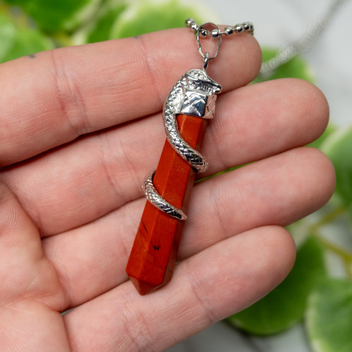 Red Jasper Snake Pendant Necklace