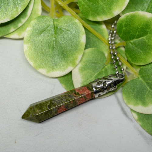 Unakite Silver Pendant Necklace