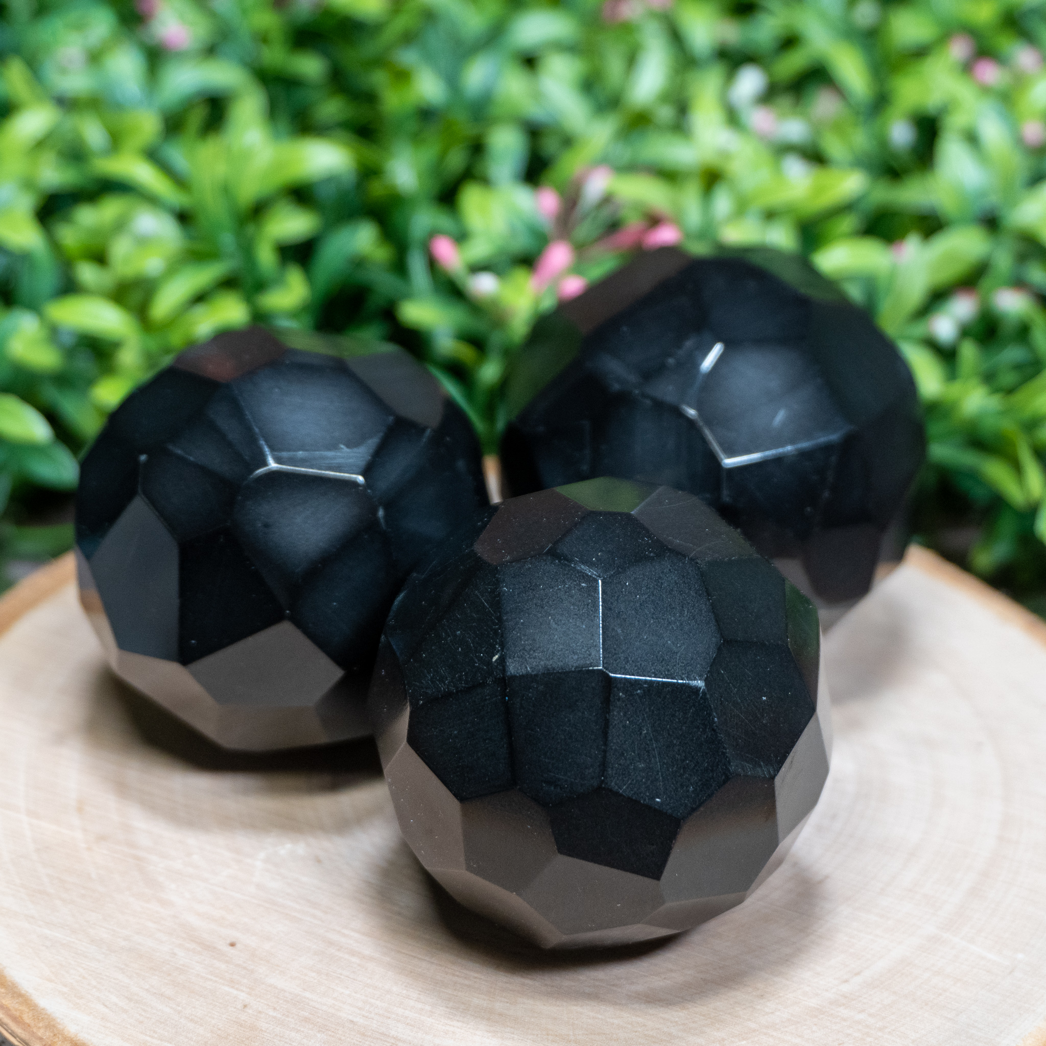Black Tourmaline Sphere (Faceted)