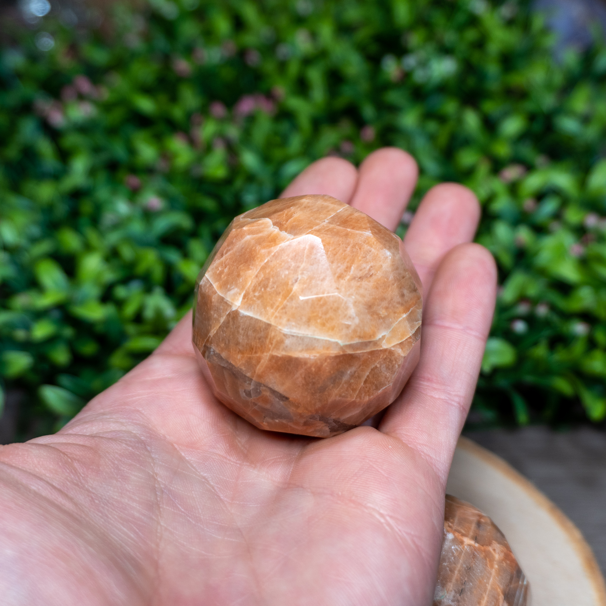 Peach Moonstone Sphere (Faceted)