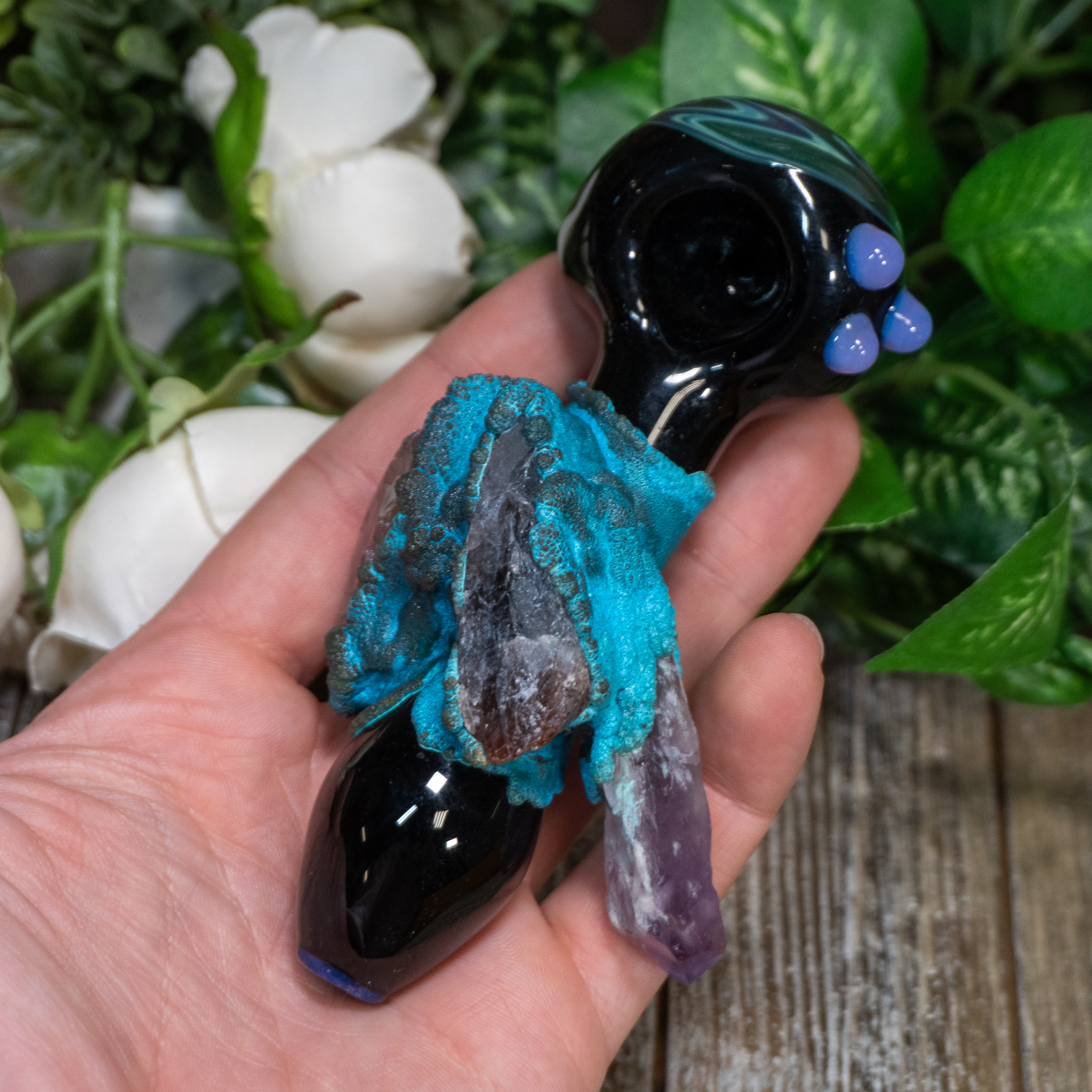 Amethyst and Super Seven Scepter Smoking Bowl