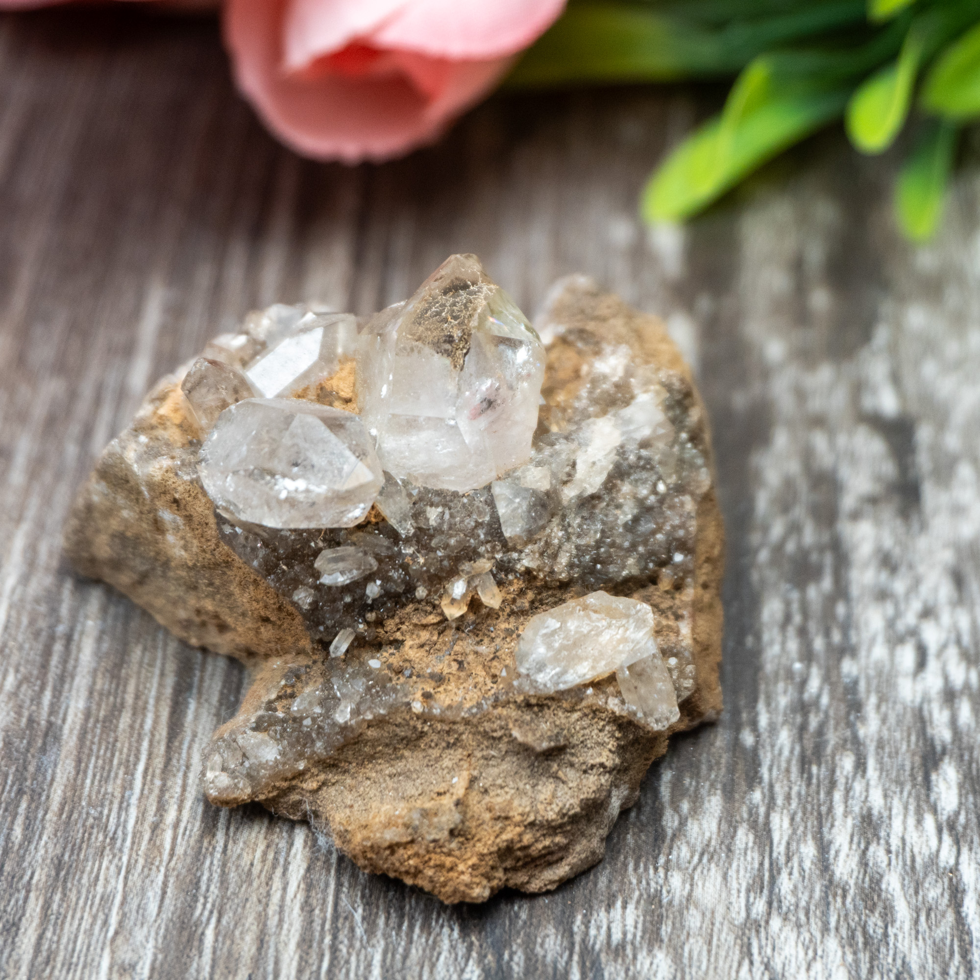 Herkimer Diamond Family on Matrix