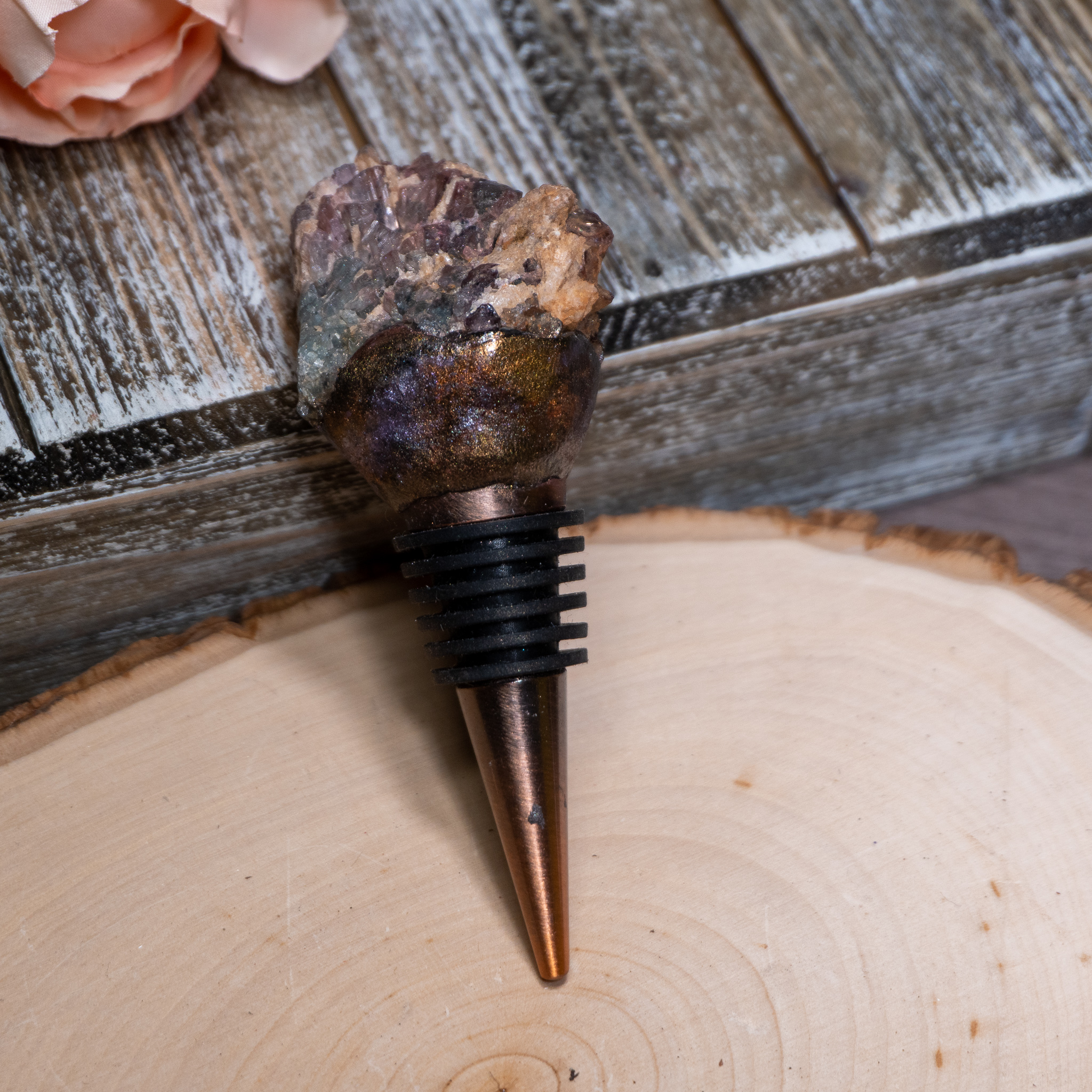Watermelon Tourmaline Wine Stopper