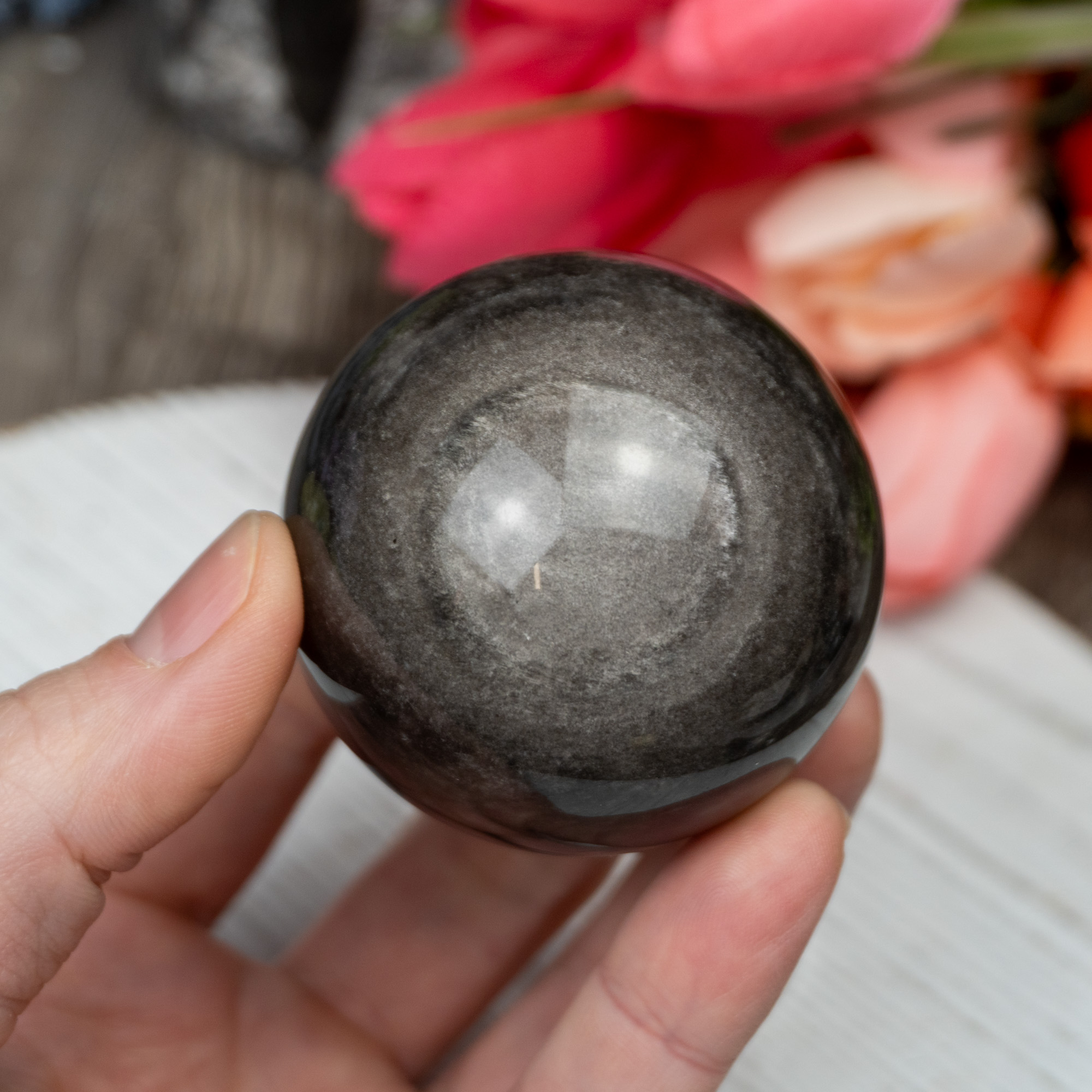 Silver Sheen Obsidian Sphere #8