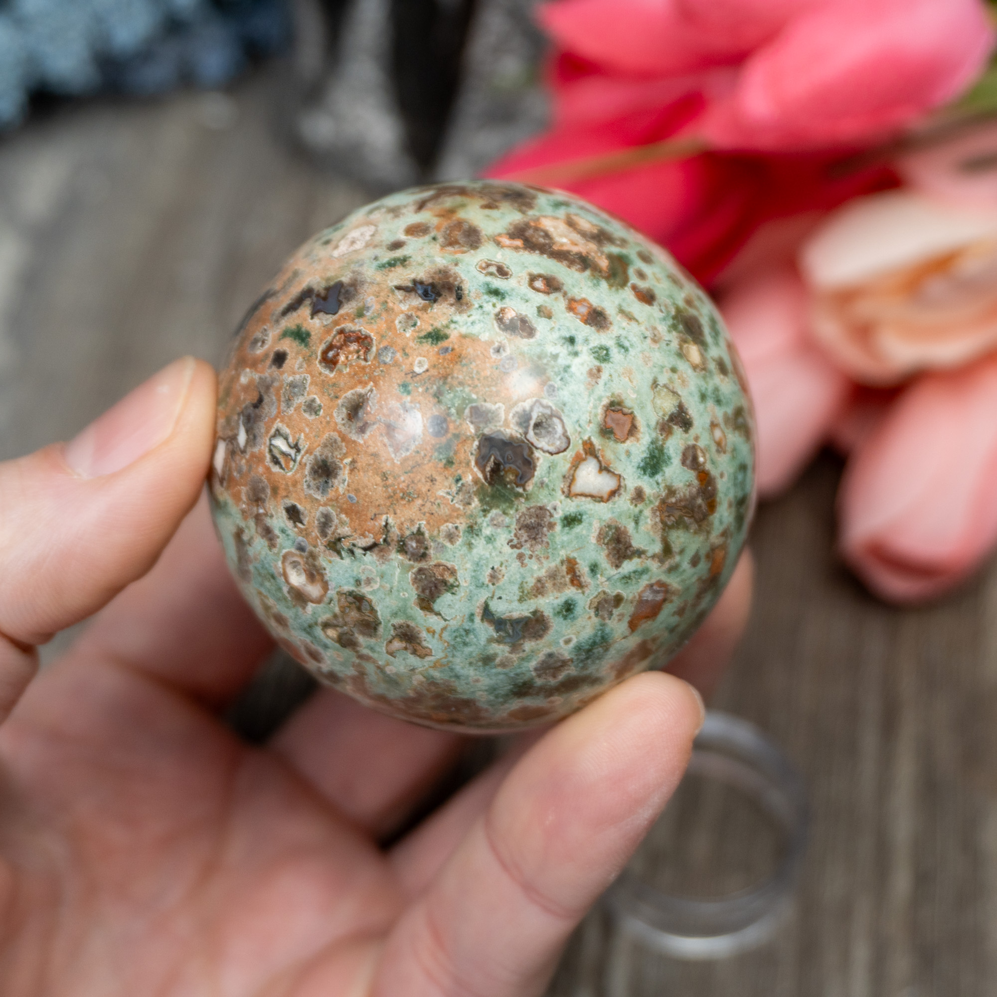 Rainforest Rhyolite Sphere #1 - The Crystal Council