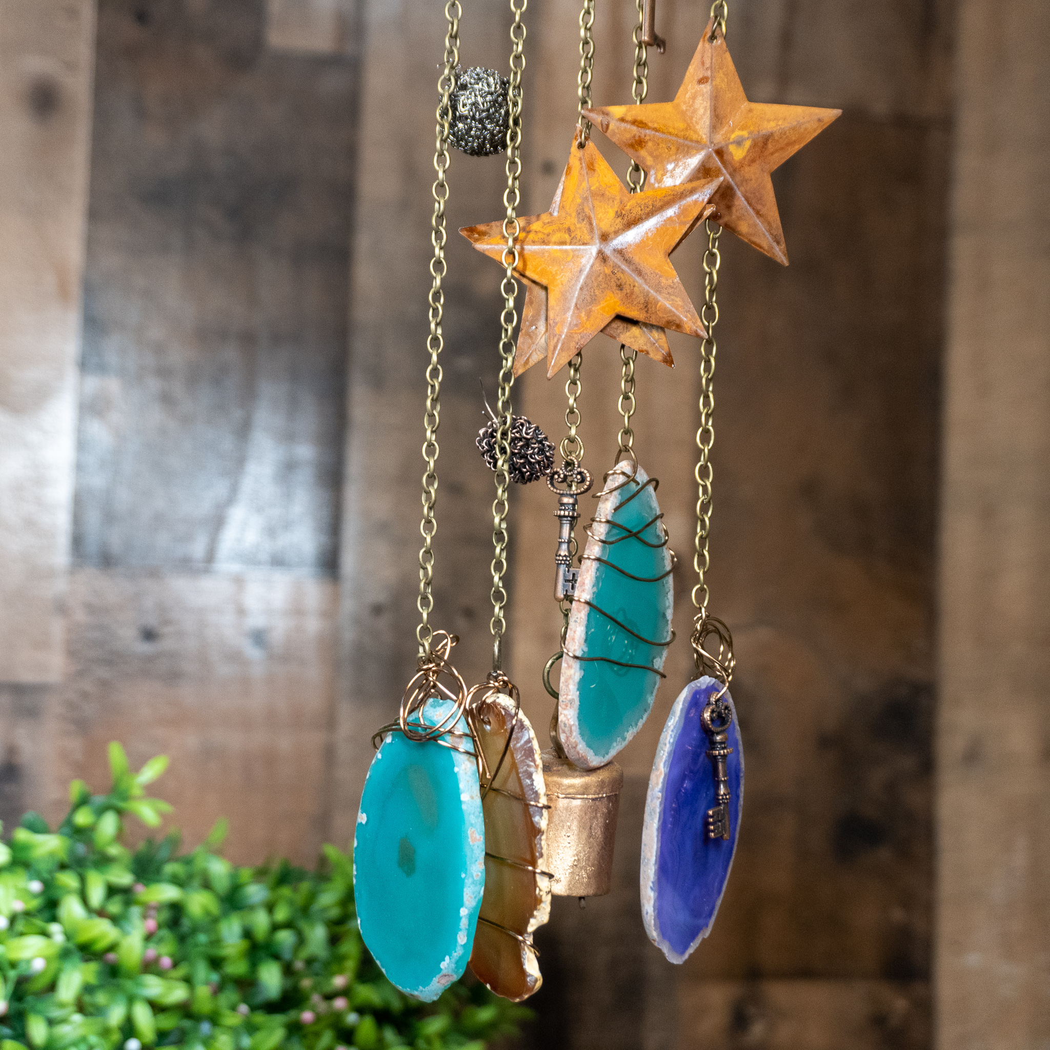 Bronze Hamsa Hand Crystal Windchime