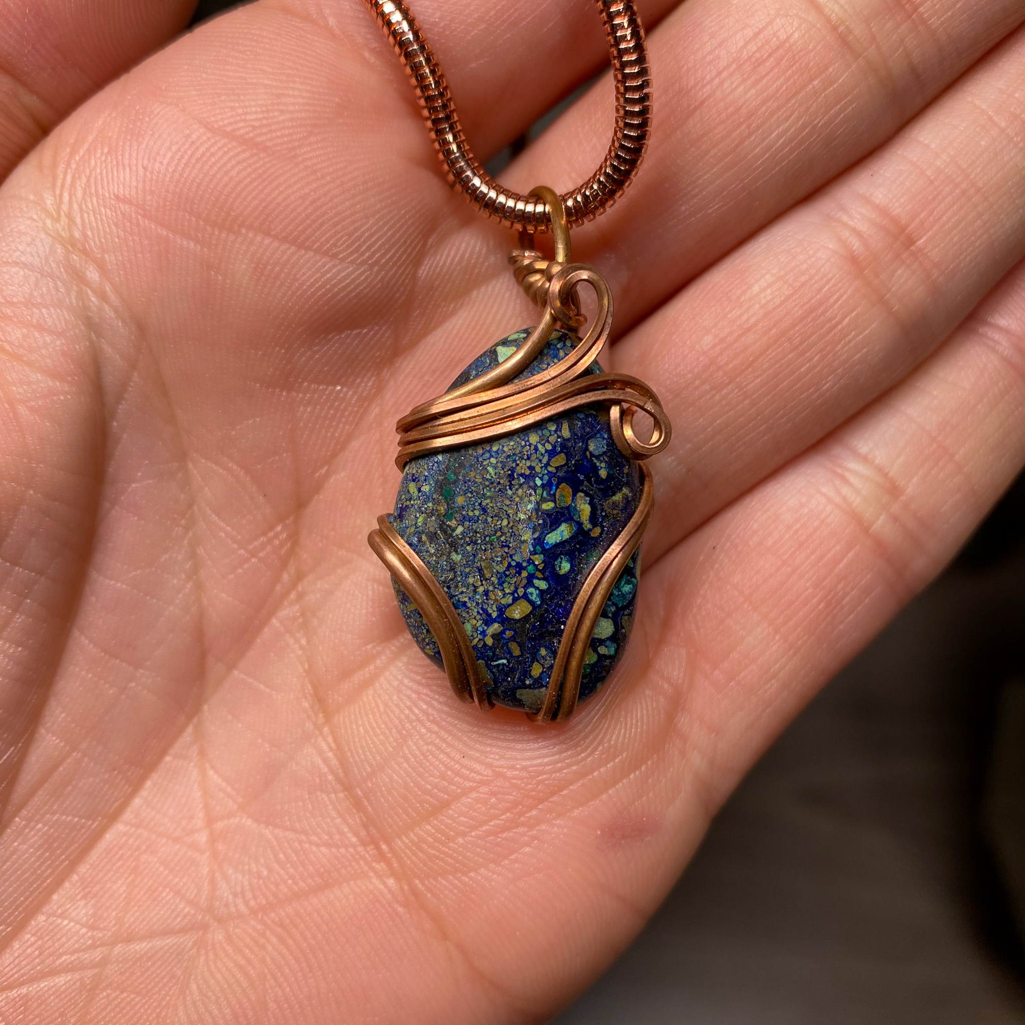 Malachite over Azurite Wire Wrap (Copper)