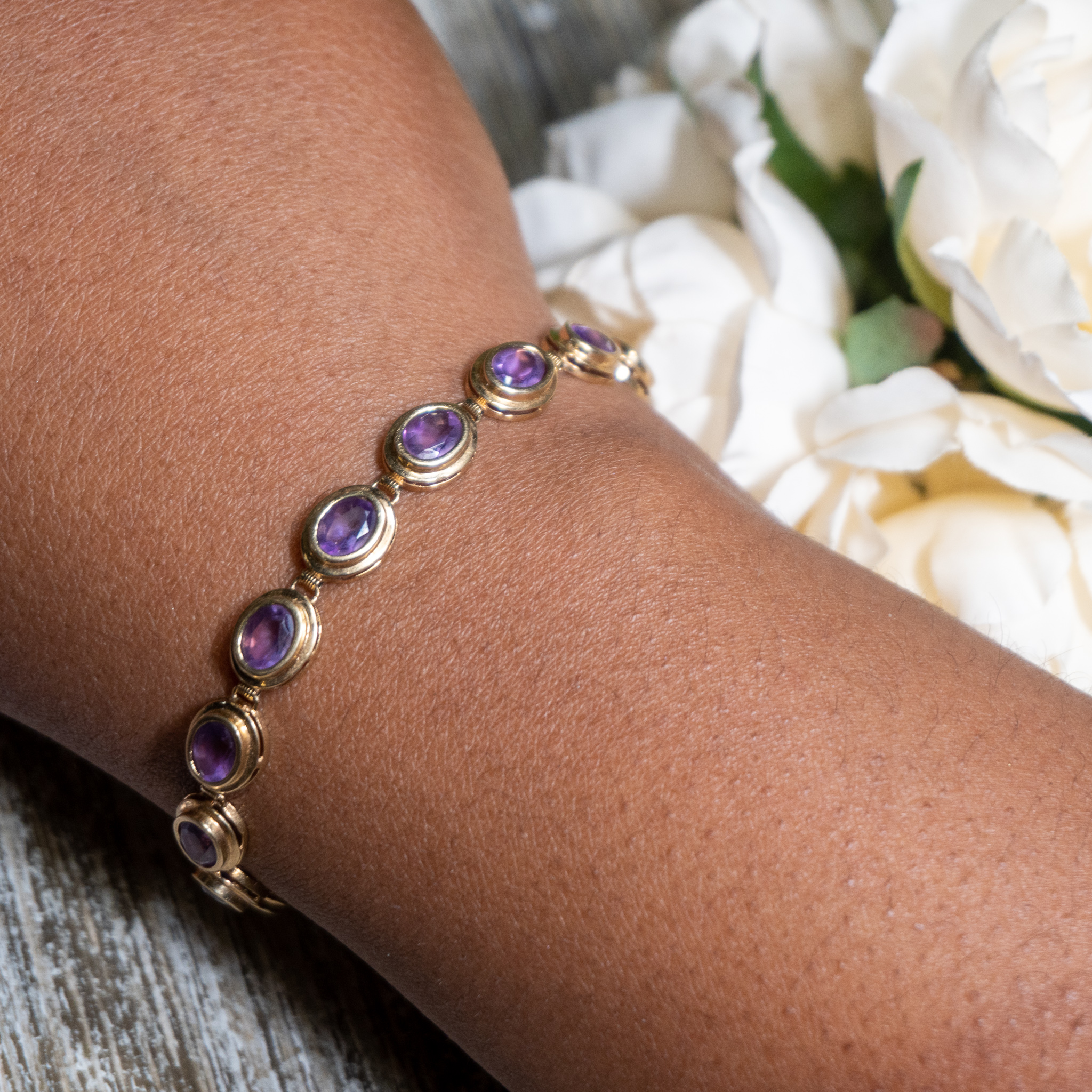 Amethyst in 14K Gold Bracelet