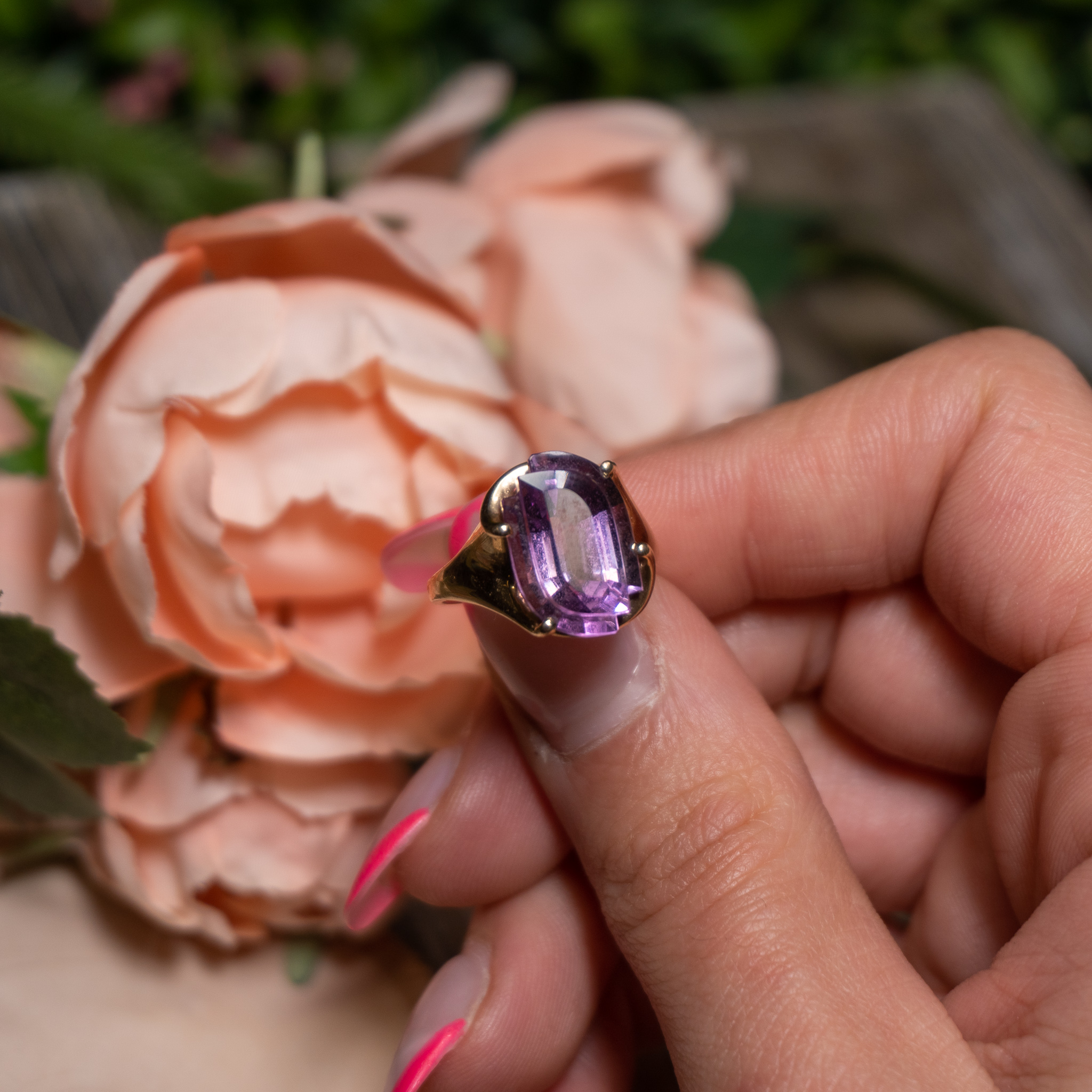 Amethyst 14K Yellow Gold Ring (Unusual Cut)