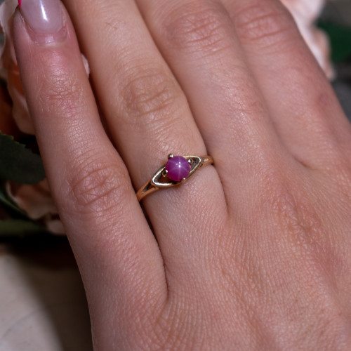 Pink Star Sapphire 14K Gold Ring - The Crystal Council