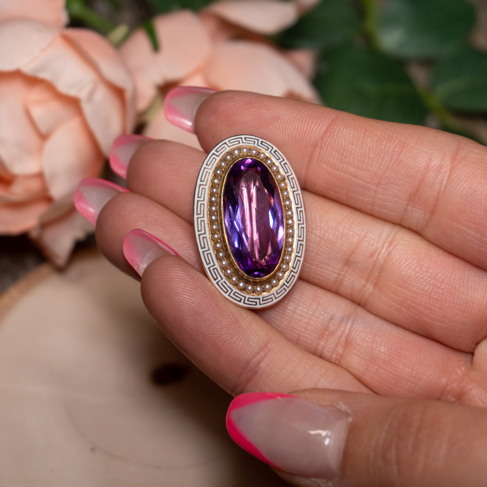 Amethyst & Sea Pearl Broch