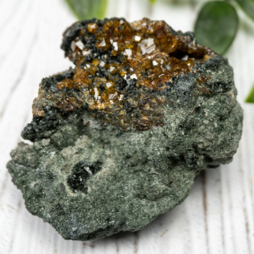 Topazolite on Actinolite #1