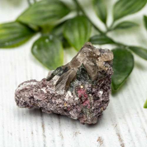 Lepidolite with Watermelon Tourmaline on Smoky Quartz #1