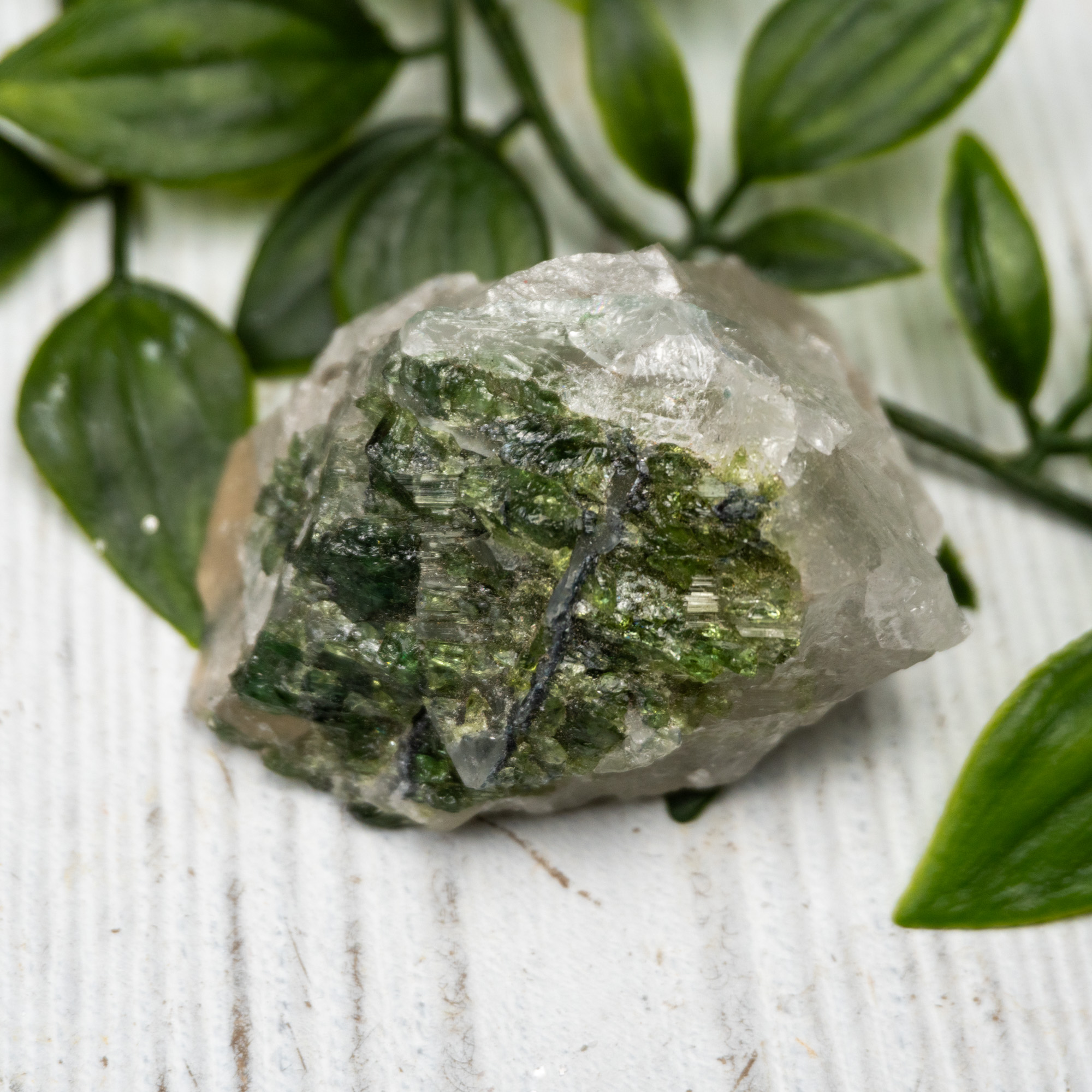 Green & Blue Tourmaline on Quartz #1