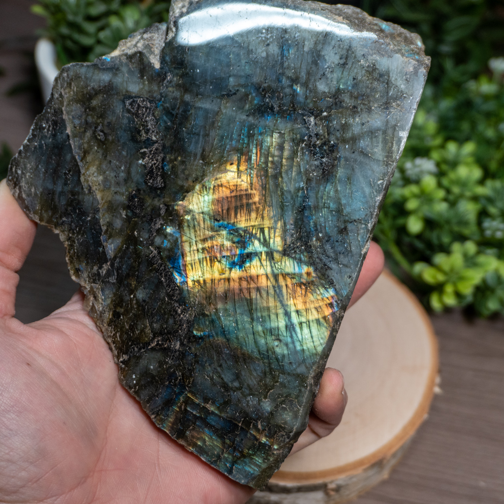 Half Polished Cut Base Labradorite 2 The Crystal Council