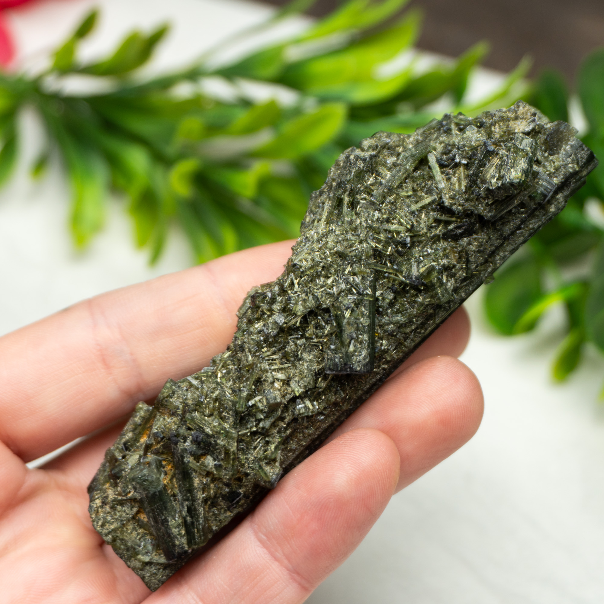 Druzy Green Tourmaline on Green Tourmaline #1