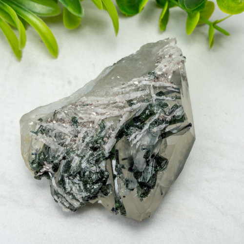 Blue and Green Tourmaline with Albite on Quartz #1