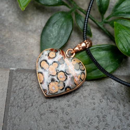 Leopard Skin Jasper Heart Necklace #1