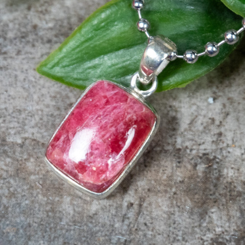 Rhodonite Gemmy Sterling Silver Necklace #1