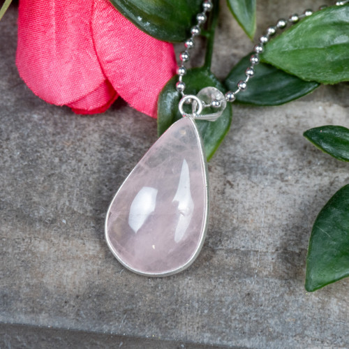 Rose Quartz Sterling Silver Necklace #4