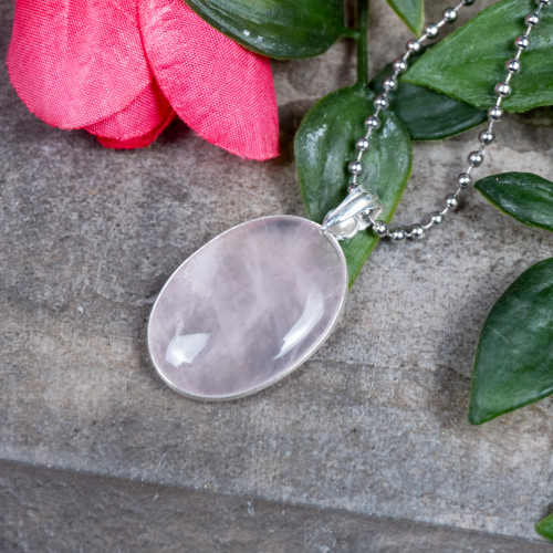 Rose Quartz Sterling Silver Necklace #3