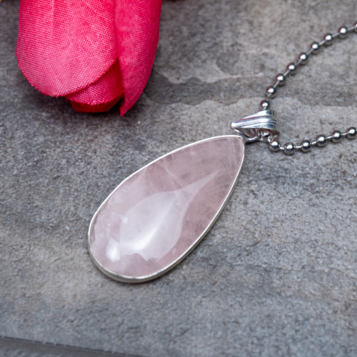Rose Quartz Sterling Silver Necklace #2