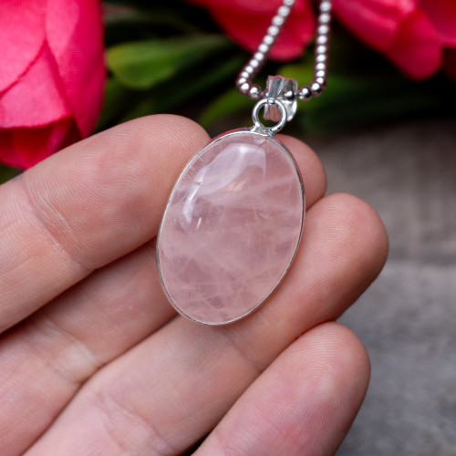 Rose Quartz Sterling Silver Necklace #1