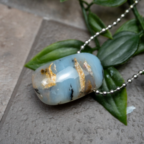 A+ Andean Dendritic Blue Opal Necklace #3