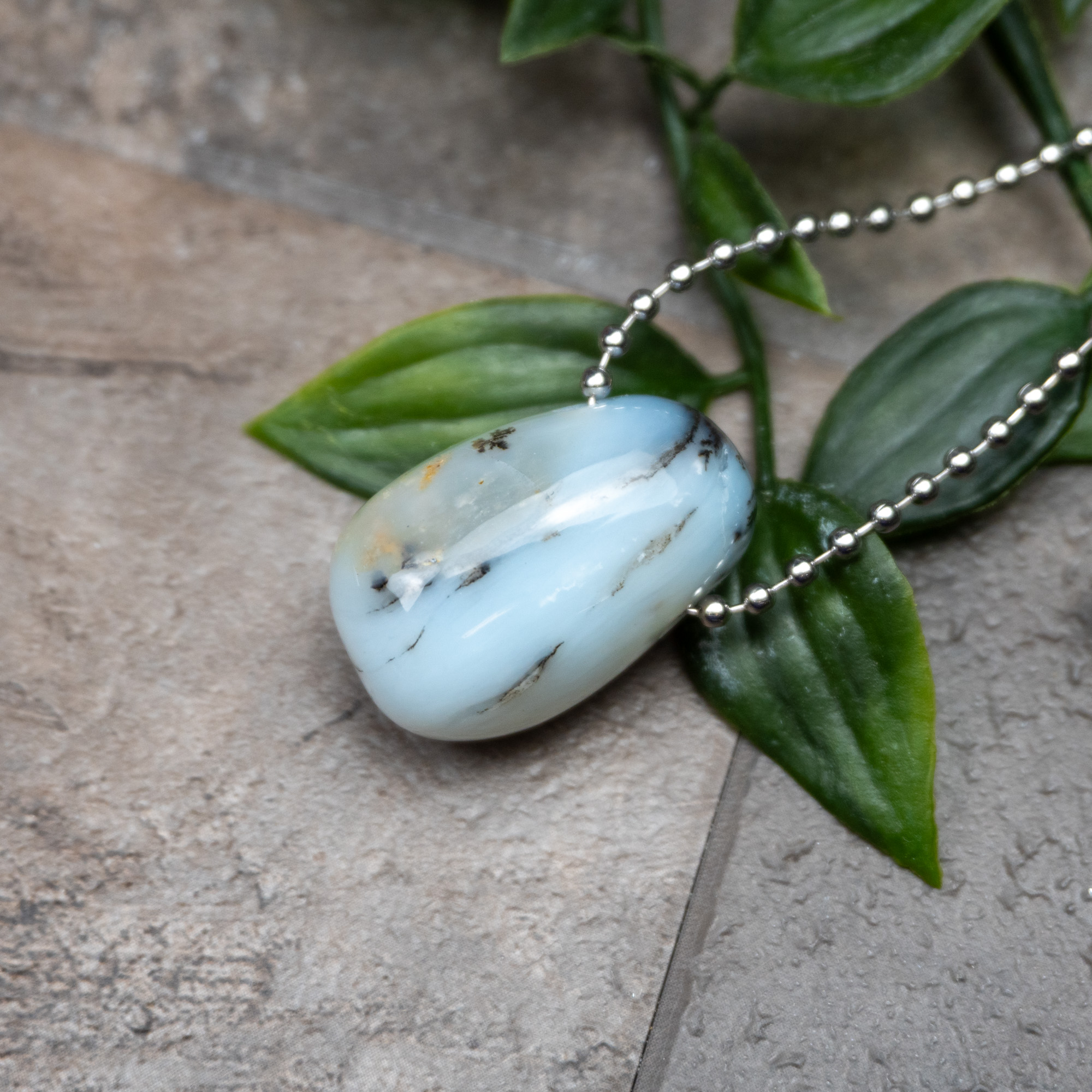 A+ Andean Dendritic Blue Opal Necklace #1