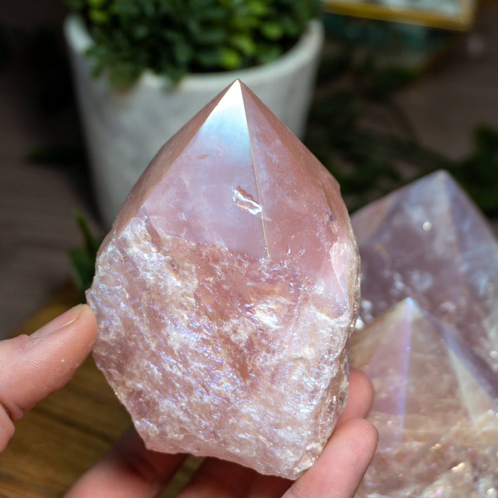 aura rose quartz crystal