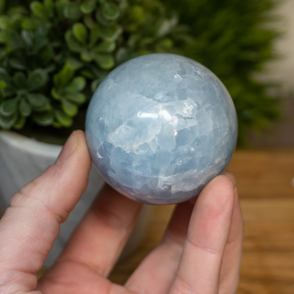 Medium Blue Calcite Sphere The Crystal Council