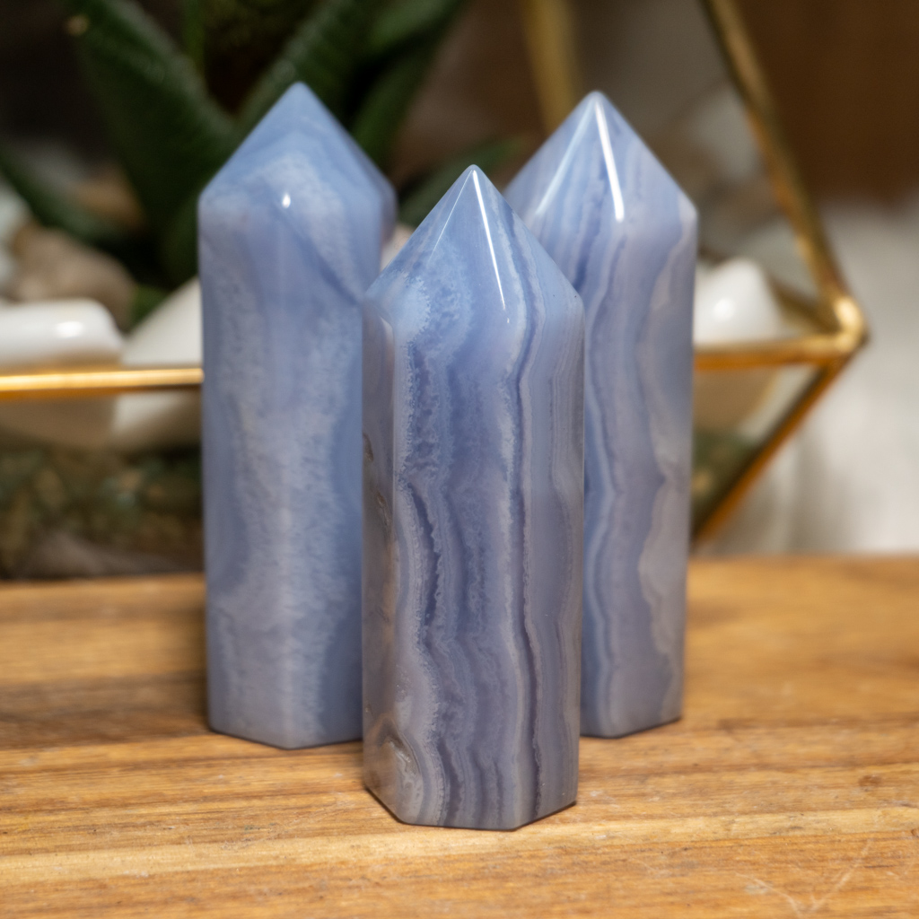 Small Blue Lace Agate Tower - The Crystal Council