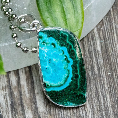 Malachite & Chrysocolla Sterling Silver Necklace #2
