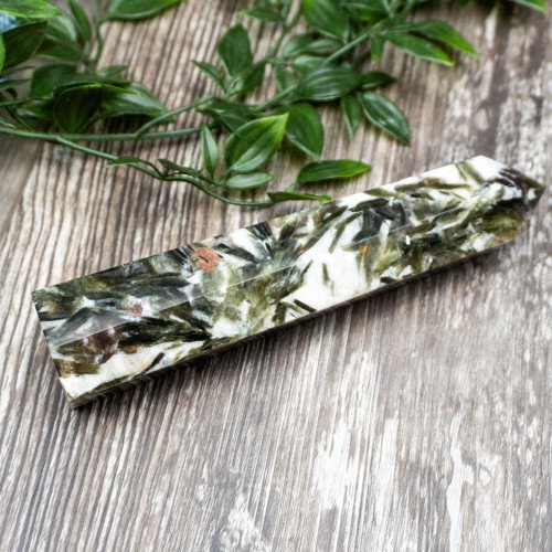 Green Mica & Garnet in Quartz Tower #3