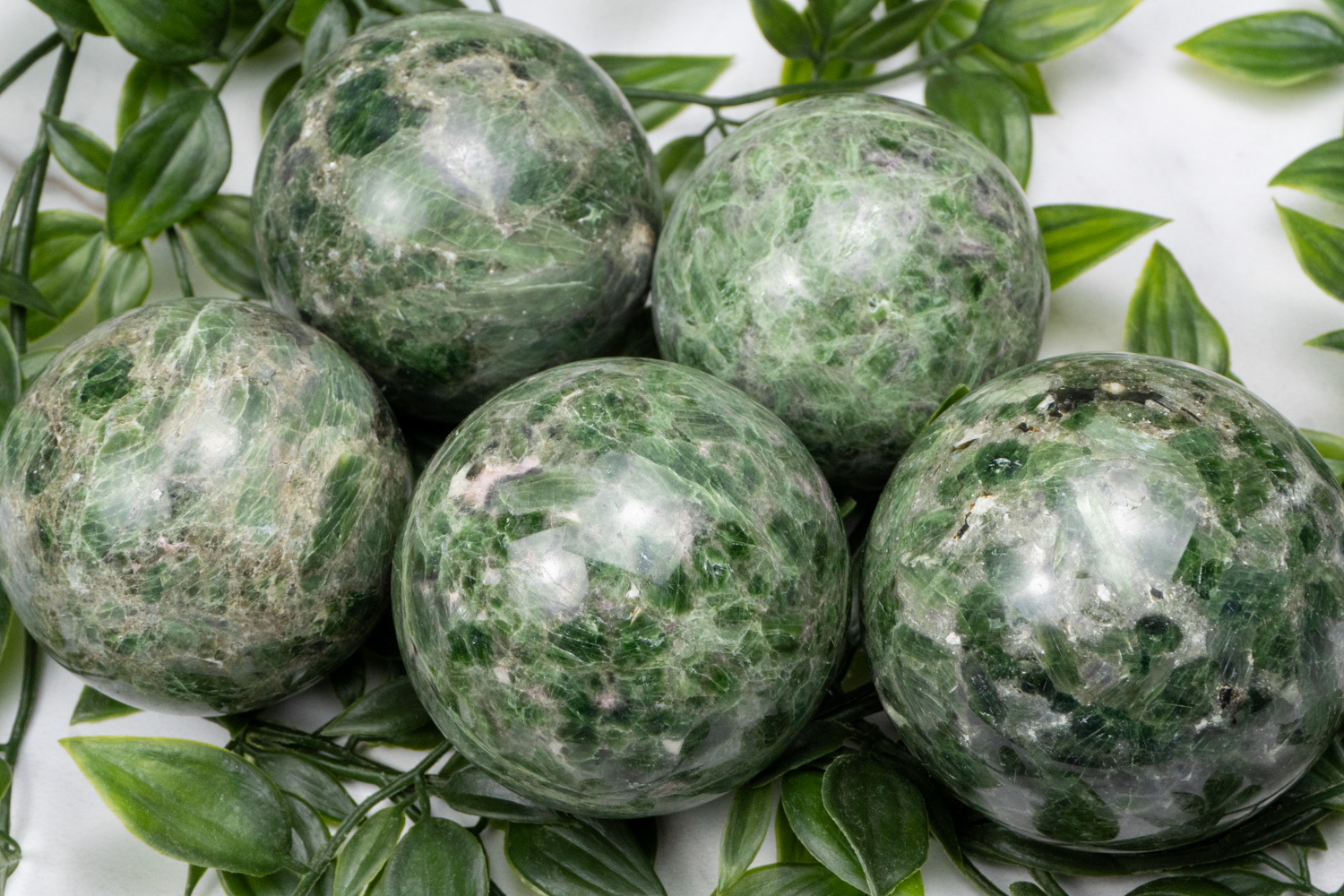 Green Mica in Quartz crystal