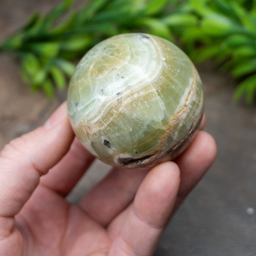 Kiwi Calcite Sphere #1