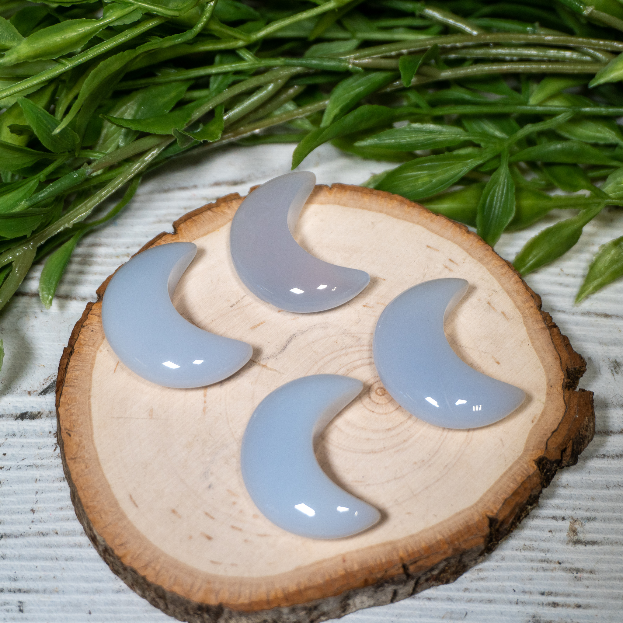 Small Blue Chalcedony Moon