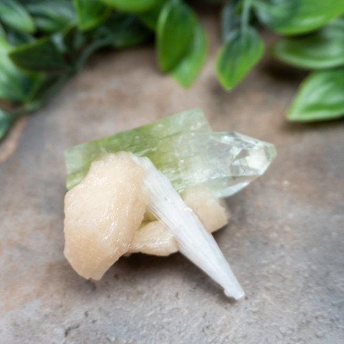 Green Apophyllite with Stilbite and Scolocite #1