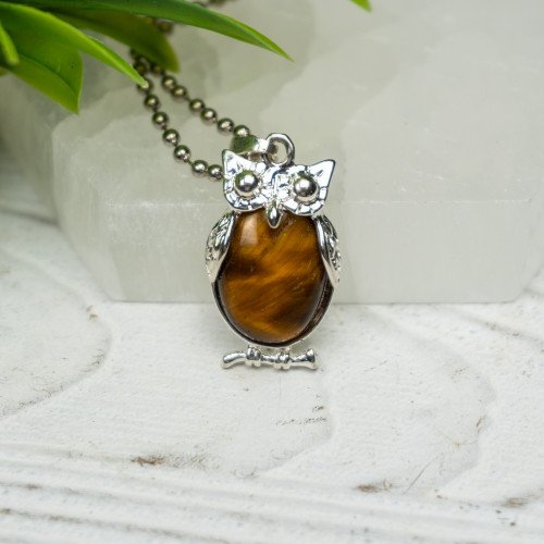 Tiger Eye Small Owl Pendant Random