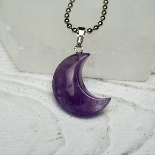 Amethyst Crescent Moon Necklace Random