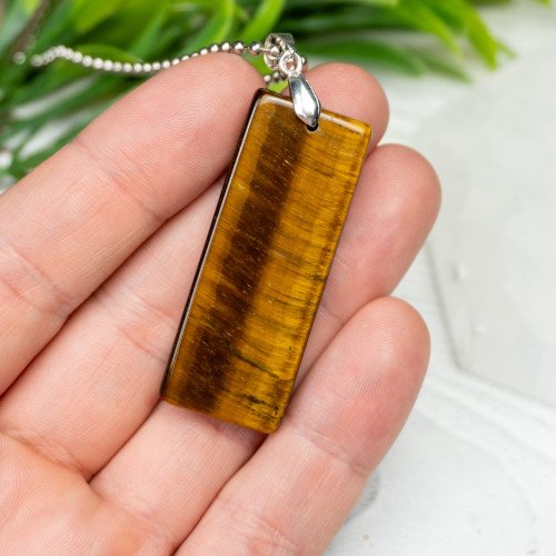 Tiger Eye Rectangle Necklace Random