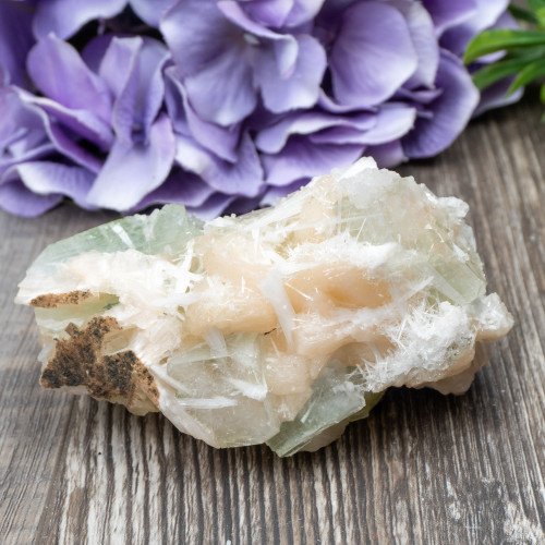 Green Apophyllite with Scolecite and Stilbite #13