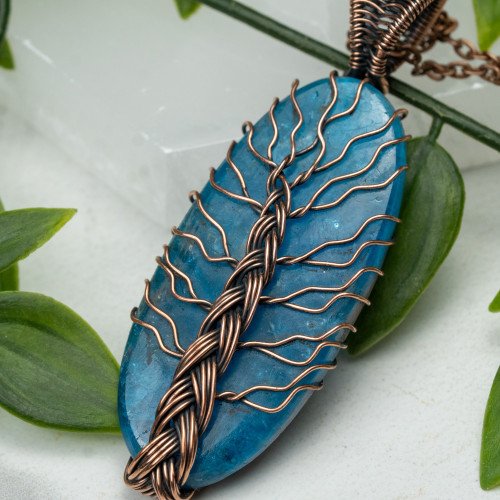 Blue Apatite Tree of Life Necklace #1